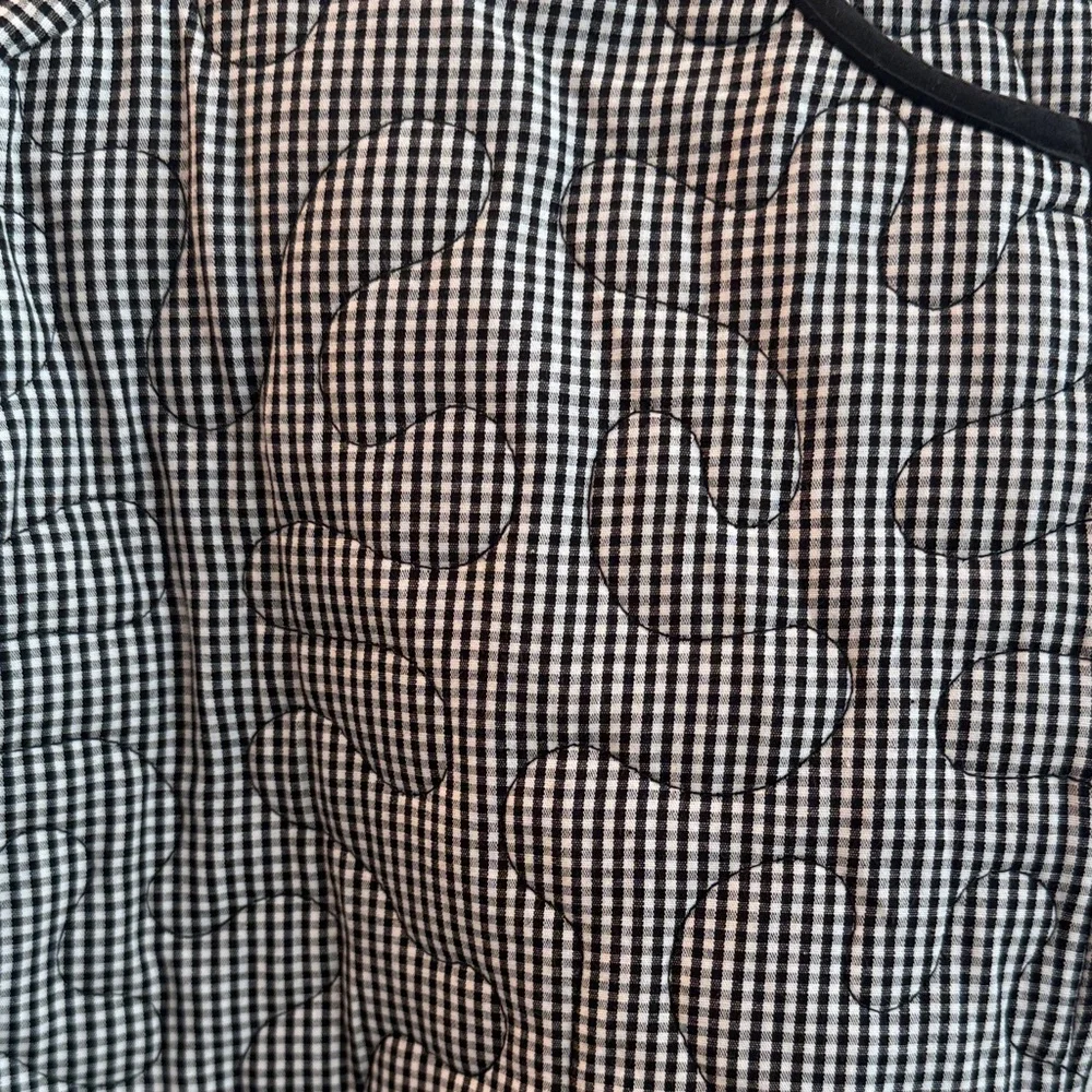 Quilted Gingham Black White Zip-Front Jacket Size L Abstract - Picture 3 of 7